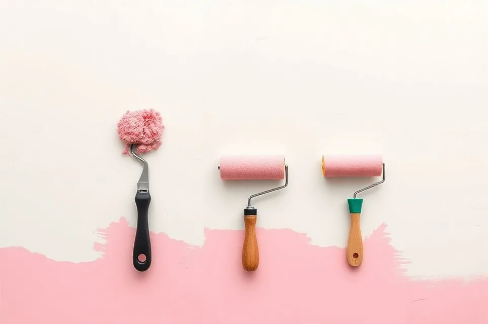 Outils de peinture disposés dans l'ordre des étapes du chantier